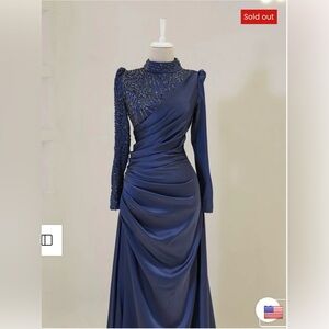 US 8, EU 38, indigo, long sleeve dress